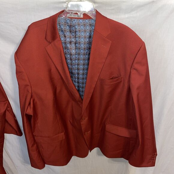 Stacy Adams Men’s 3 Pc Suit Sz 60R Jacket 54x29 Pants Red Tetron Blend Business - Picture 2 of 16